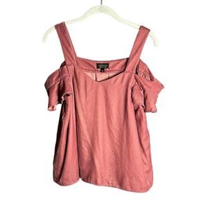 TopShop Mauve Velvet Strappy Cold Shoulder Top Size 6